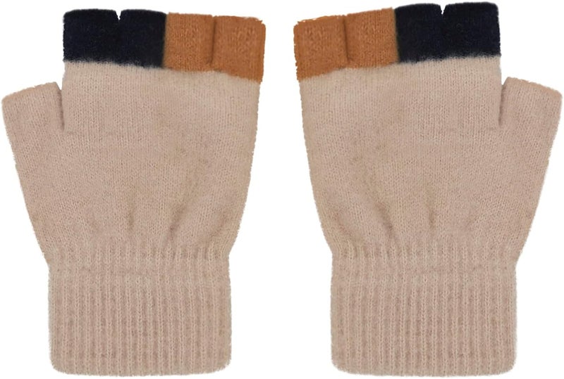 NICEYST Kids Convertible Flip Top Gloves Children Winter Warm Knitted Fingerless Mittens for Boys Girls 6-10 Years Old - Image 2